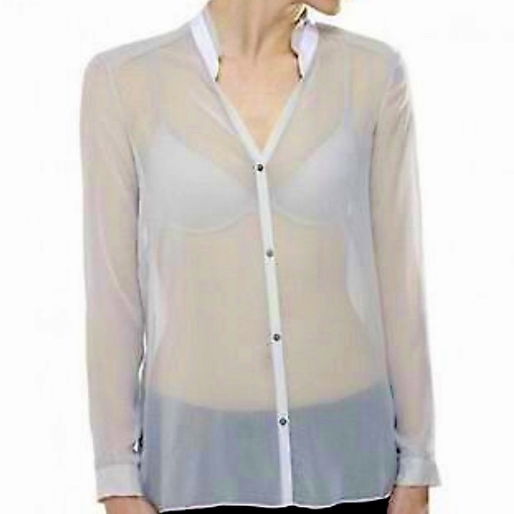 Helmut Lang sheer button down top - Picture 1 of 7